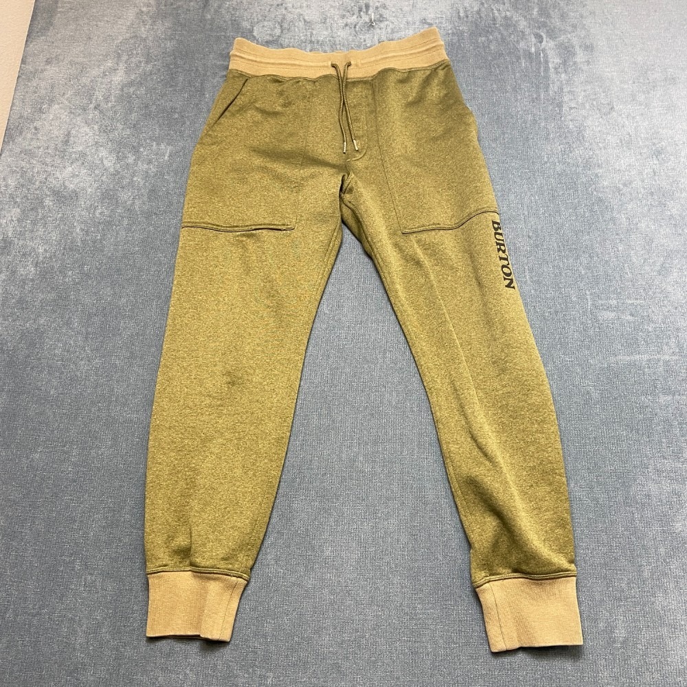 Burton Sweatpants Mens Medium Olive Green Fleece Lined Drawstring Waist Tapered